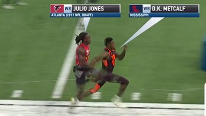 Simulcam: Bye, bye Julio! D.K. Metcalf runs by Jones in 40-yard dash