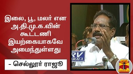 இலை, பூ, மலர் என அ.தி.மு.க.வின் கூட்டணி இயற்கையாகவே அமைந்துள்ளது - அமைச்சர் செல்லூர் ராஜூ