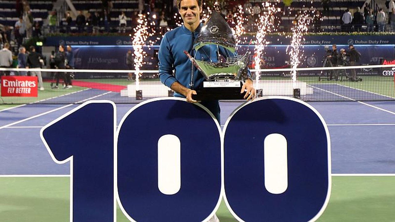 Watch: Roger Federer claims 100th career ATP ti...