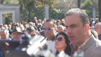 Javier Ortega, secretario general de Vox, en la manifestación por la España rural.
