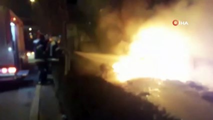 Takla atan otomobil alev alev yandı