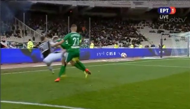 Mattias Johansson flagrant foul to Vieirinha - Panathinaikos 0-2 PAOK 03.03.2019 [HD]