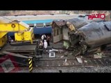 اتفرج | «أوناش السكك الحديدية» تحاول رفع قطار بني سويف