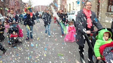 Jemappes.De beaux déguisements pour le cortège des enfants.Video Eric Ghislain