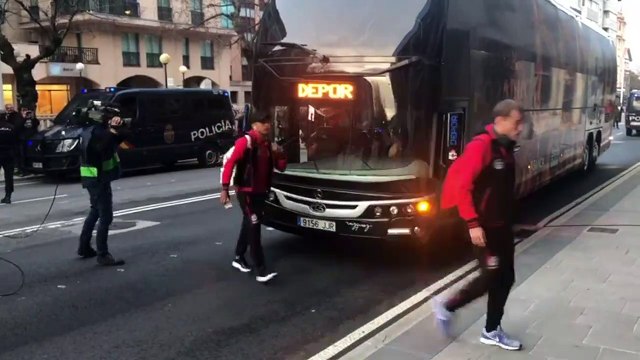 Deportivo-Alcorcón: Llegada del Dépor a Riazor