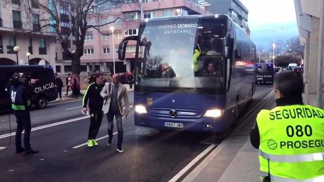 Deportivo-Alcorcón: Llegada del Alcorcón a Riazor