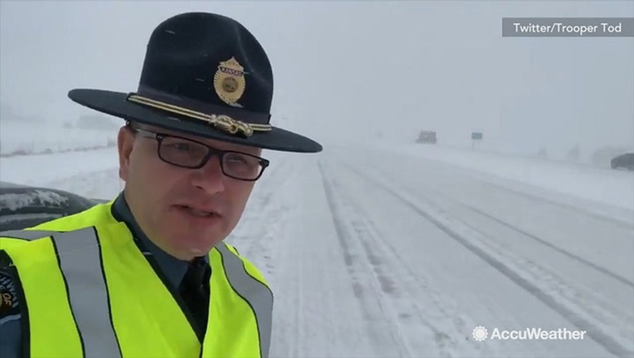 Kansas Highway Patrol trooper urges people to stay off roads