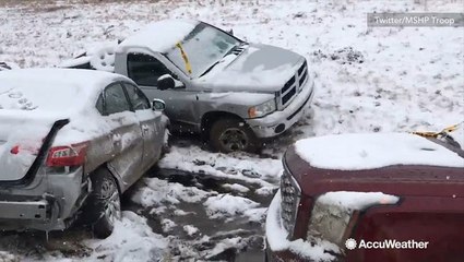 Cleanup at U.S. Route 54 after series of car crashes