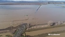 Dramatic aerial of flooding after another round of storms