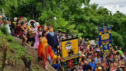 Bolsonaro y su esposa, figuras en carnaval en Brasil