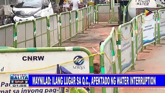 Maynilad: Ilang lugar sa QC, apektado ng water interruption
