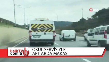 Okul servisiyle makas atan trafik magandası kamerada