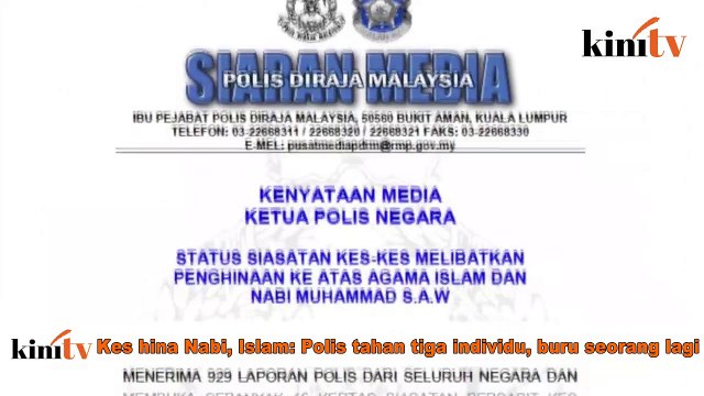 Kes hina Nabi, Islam- Polis tahan tiga individu, buru seorang lagi