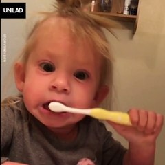 Kid Pretends Her Toothbrush Is Electric
