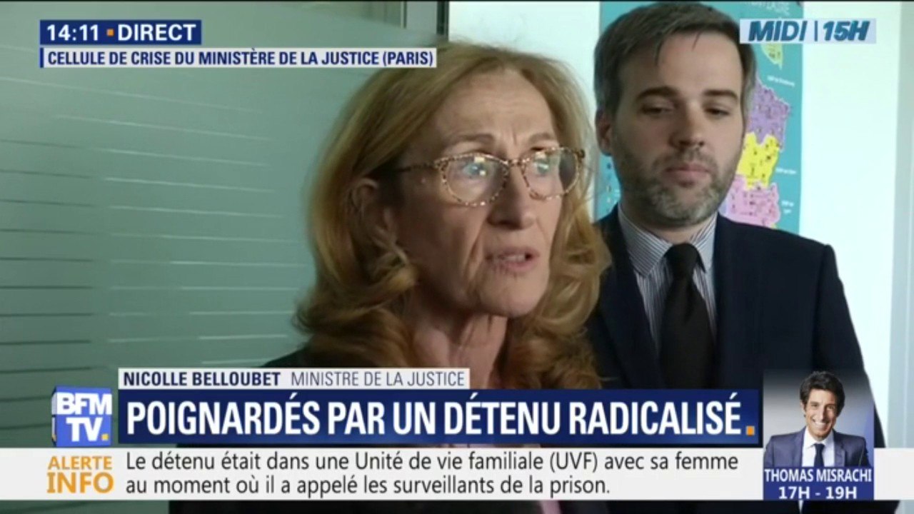 Nicole Belloubet affirme que les deux surveillants poignardés à la prison de Condé-sur-Sarthe "ne sont pas en danger"