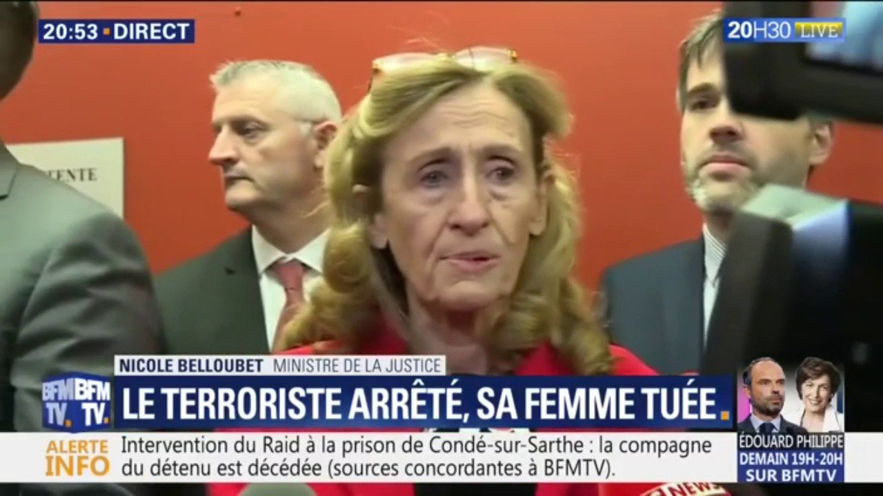 Surveillants poignardés: Nicole Belloubet "a été extrêmement choquée par cette agression lâche"