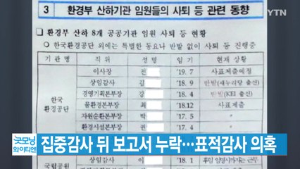[YTN 실시간뉴스] 환경부, 집중감사 뒤 보고서 누락...표적감사 의혹 / YTN