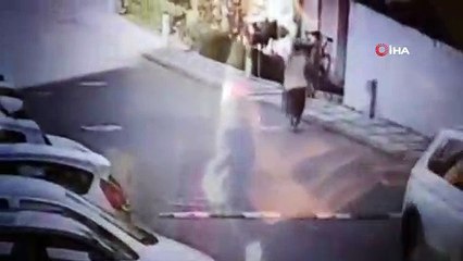 Başakşehir'de dehşet anları kamerada... Otomobil sürücüsü, çarptığı kadın ile birlikte sitenin bahçesine böyle uçtu