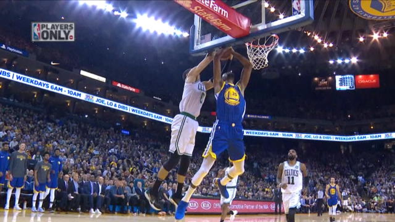 Tatum with huge block to deny Durant