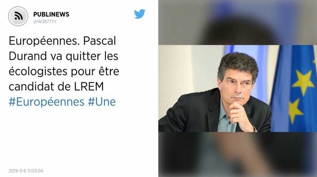 Européennes. Pascal Durand va quitter les écologistes pour être candidat de LREM
