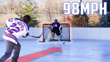Can an Average Guy Stop a Hockey Pro's 98MPH Slap Shot?