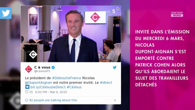 Nicolas Dupont-Aignan prié de quitter C à vous après ses propos contre Patrick Cohen