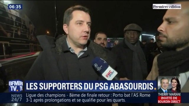 C'est la désillusion. Les supporters du PSG abasourdis après la défaite contre Manchester