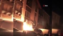 Başkent'te araç yangını apartman sakinlerini korkuttu