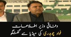 Federal Minister for Information Fawad Chaudhry addressing media in Islamabad