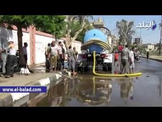 جهود مكثفة لشركة مياه الشرب بالفيوم لأصلاح لأنفجار قحافة