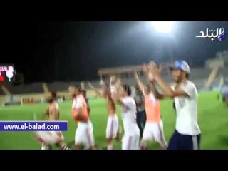 احتفال لاعبى الزمالك بالفوز على النصر