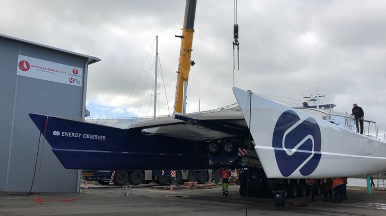 Energy Observer remis à l’eau après son chantier d’hiver