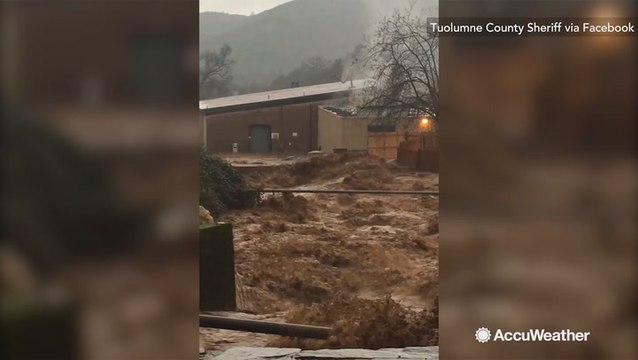 Flash flood turns Northern California road into raging river