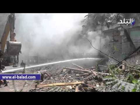 اشتعال النيران من جديد بعقار الفجالة المحترق