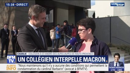 Le collégien qui a interpellé Emmanuel Macron sur l'urgence écologique "n'a pas été trop convaincu" par sa réponse