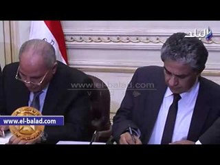 "محلب" يشهد توقيع بروتوكول تعاون بين وزارتي البيئة والعدل