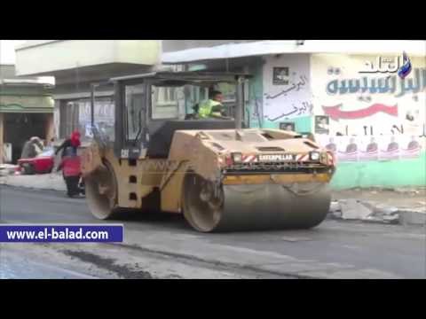 استمرار أعمال الرصف بشوارع وميادين الفيوم