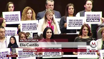 Diputadas suben a tribuna con bebes por Dia Internacional de la Mujer