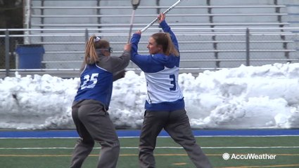 College teams brave the cold to play outdoors