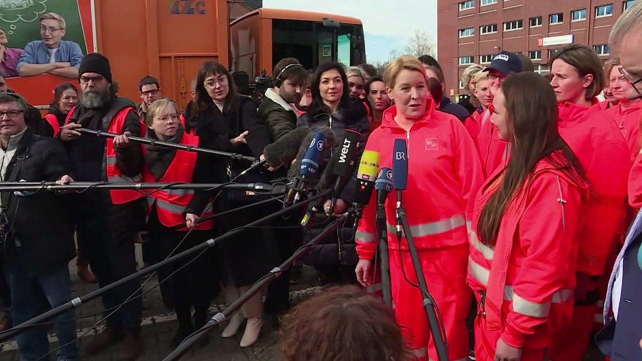 Ministerin giffey packt bei der müllabfuhr an