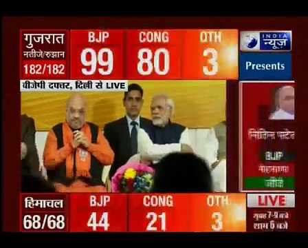 बीजेपी मुख्यालय में PM मोदी के स्वागत के बाद बोले अमित शाह, जातिवाद की राजनीति