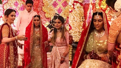 Shloka Mehta looks gorgeous in golden shimmer Lehenga at her Engagement |Boldsky