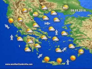Η πρόγνωση του καιρού για το Σάββατο  9-3-2019