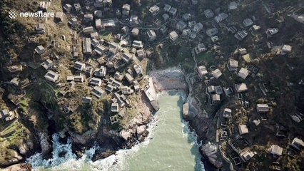 Eerie drone footage of “ghost village” on island off eastern China