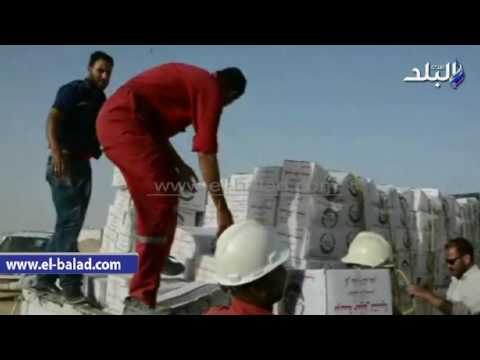 صدى البلد | توزيع كراتين رمضانية على العمال بمواقع مشروع المليون ونصف فدان بالمنيا