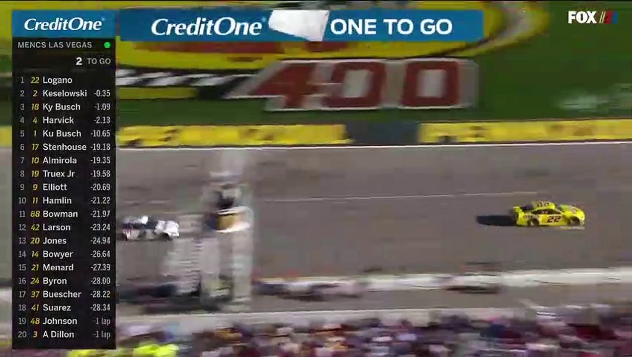 NASCAR Las Vegas 2019 Final Laps Teammates Logano Keselowski Battle for Win