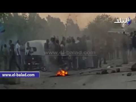 صدى البلد | أهالى قرية بالدقهلية يقطعون الطريق بسبب خط مياه