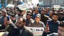 Er. Rasheed leads protest against ban on Jamaat-e-Islami group