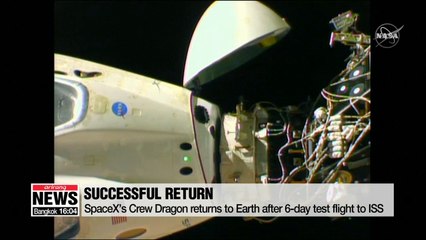 SpaceX Crew Dragon successfully returns to Earth