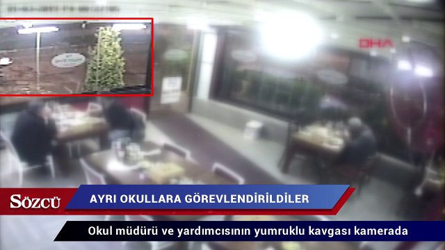 Okul müdürü ve yardımcısının yumruklu kavgası kamerada